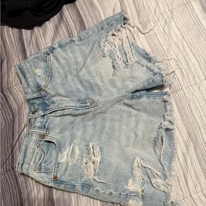 Distressed Light Blue Denim American eagle Shorts